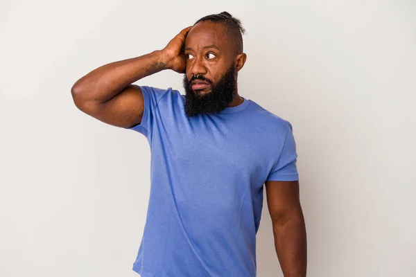 African American Man Beard Isolated Pink Background Being Shocked She — Stock Photo, Image