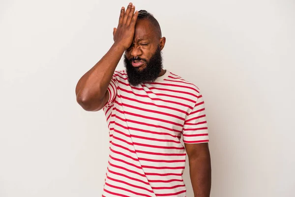 African American Man Beard Isolated Pink Background Forgetting Something Slapping — Stock Photo, Image