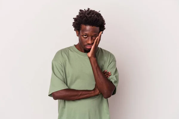 Young African American Man Isolated White Background Who Bored Fatigued — Stock Photo, Image