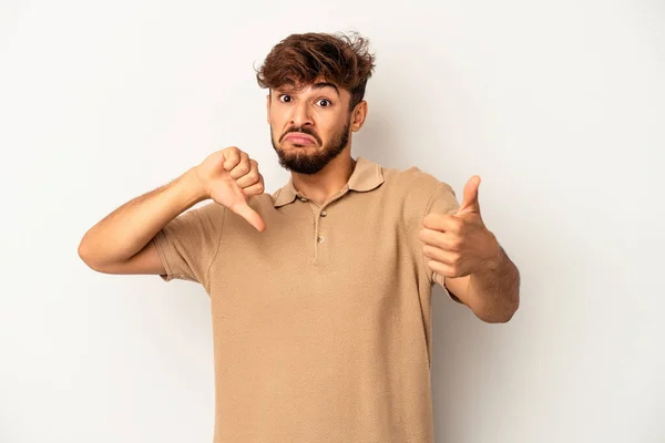 Young Mixed Race Man Isolated Grey Background Showing Thumbs Thumbs — Stock Photo, Image