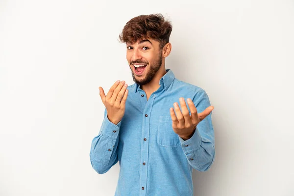 Young Mixed Race Man Isolated Grey Background Pointing Finger You — Fotografia de Stock