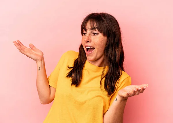 Young Argentinian Woman Isolated Pink Background Joyful Laughing Lot Happiness —  Fotos de Stock