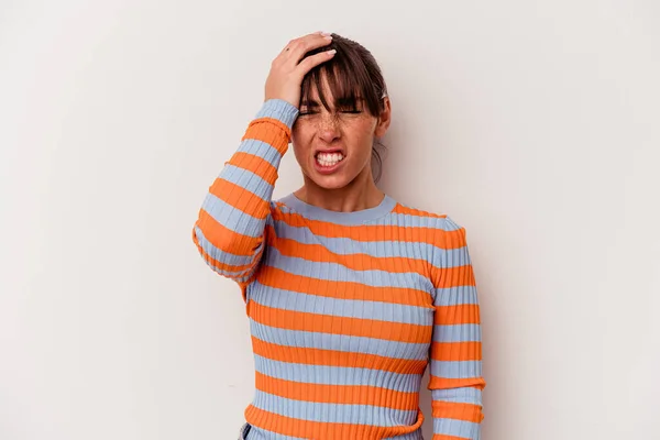 Young Argentinian Woman Isolated White Background Forgetting Something Slapping Forehead — Stock Photo, Image