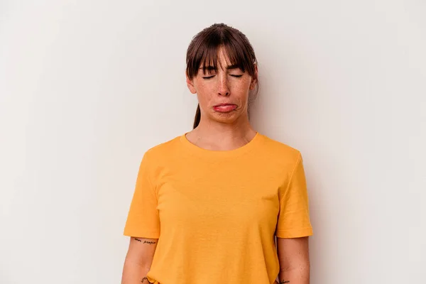 Young Argentinian Woman Isolated White Background Sad Serious Face Feeling — Foto de Stock