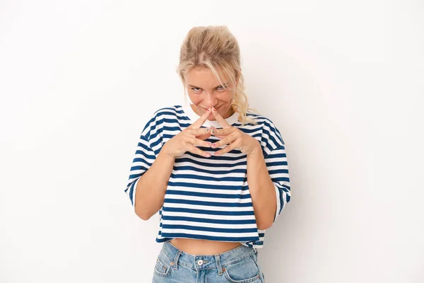 Young Russian Woman Isolated White Background Making Plan Mind Setting — Stock Photo, Image