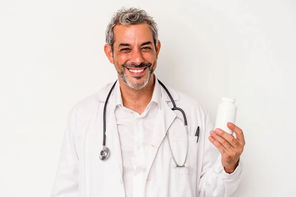 Middle Age Doctor Caucasian Man Isolated White Background Happy Smiling — Stock Photo, Image