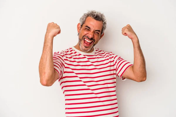 Middle Age Caucasian Man Isolated White Background Raising Fist Victory —  Fotos de Stock