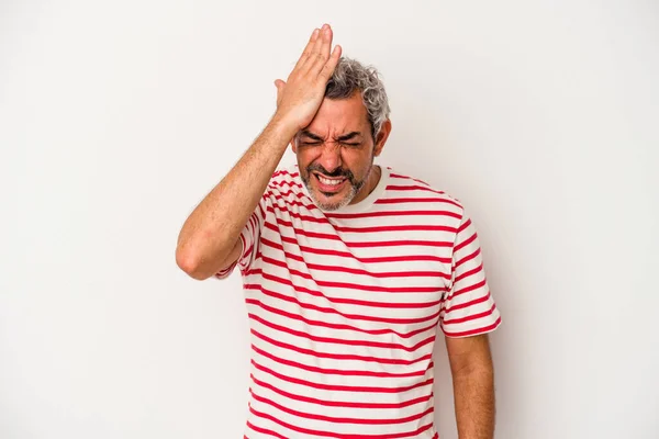 Middle Age Caucasian Man Isolated White Background Forgetting Something Slapping — Foto de Stock