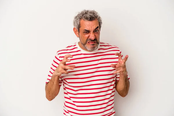 Middle Age Caucasian Man Isolated White Background Upset Screaming Tense — Stock Photo, Image