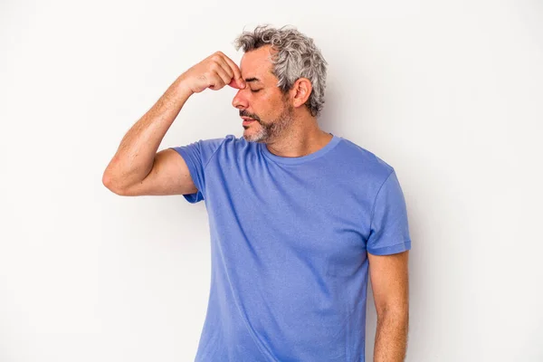 Middle Age Caucasian Man Isolated White Background Having Head Ache — Stock Photo, Image