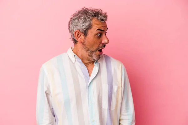 Middle Age Caucasian Man Isolated Pink Background Being Shocked Because — Foto de Stock