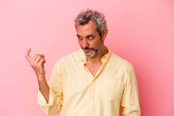 Middle Age Caucasian Man Isolated Pink Background Pointing Finger You — Foto de Stock