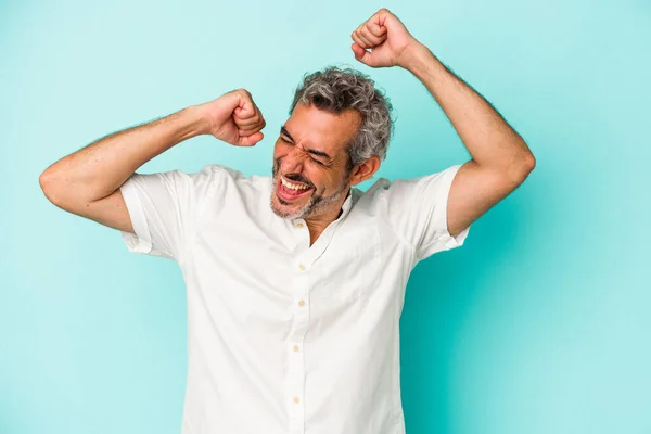 Middle Age Caucasian Man Isolated Blue Background Celebrating Special Day — Stock Photo, Image