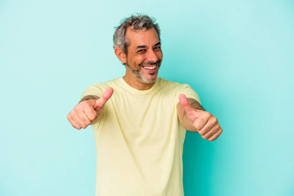 Middle Age Caucasian Man Isolated Blue Background Raising Both Thumbs —  Fotos de Stock