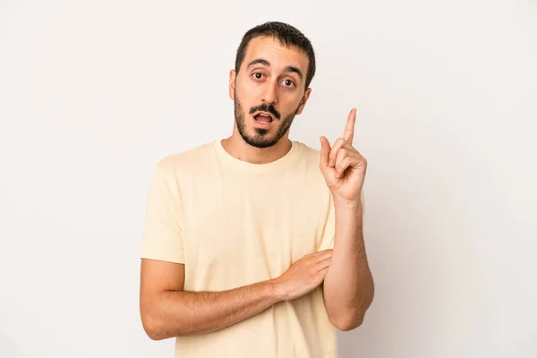Young Caucasian Man Isolated White Background Having Some Great Idea — Stock Photo, Image