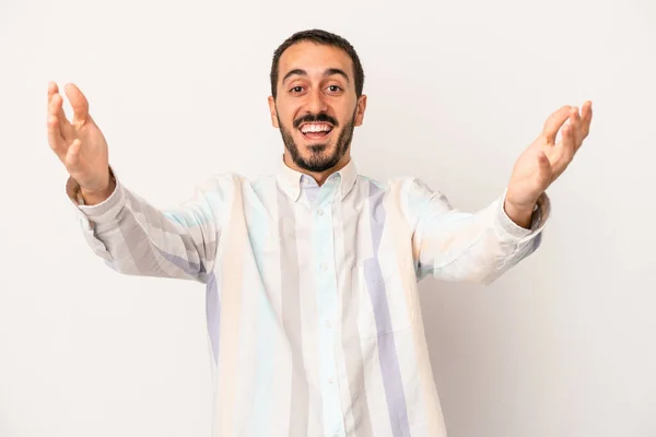 Giovane Uomo Caucasico Isolato Sfondo Bianco Che Celebra Una Vittoria — Foto Stock