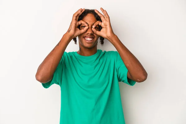 Young African American Man Isolated White Background Showing Okay Sign — Stock Photo, Image