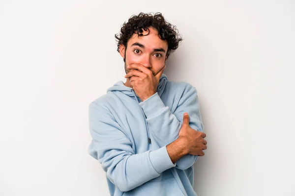 Jonge Blanke Man Geïsoleerd Witte Achtergrond Bang Bang — Stockfoto