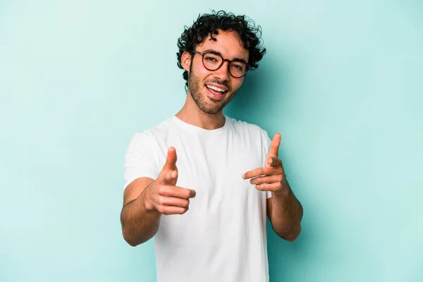 Young Caucasian Man Isolated White Background Pointing Front Fingers — Stock Photo, Image