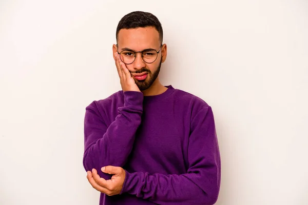 Young Hispanic Man Isolated White Background Who Bored Fatigued Need — ストック写真