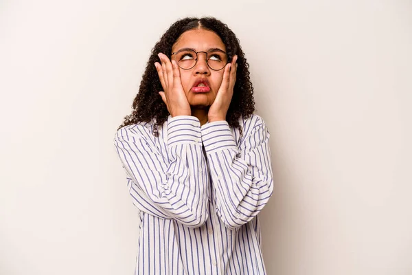 Young African American Woman Isolated White Background Whining Crying Disconsolately — Stock Photo, Image