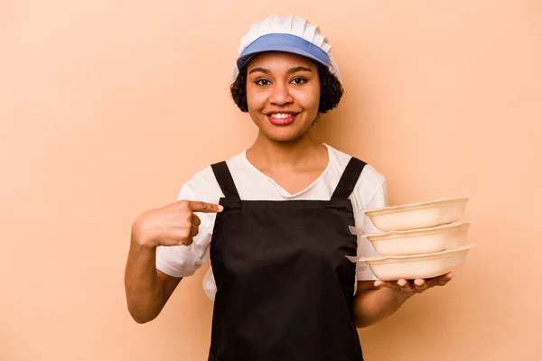Young Cook Volunteer African American Woman Isolated Beige Background Person — Fotografia de Stock