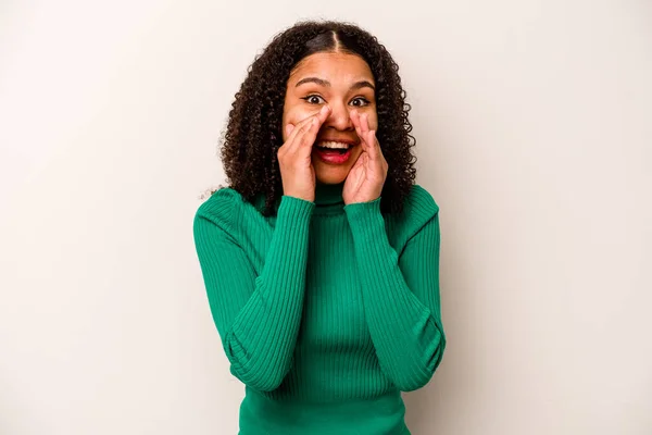 Young African American Woman Isolated White Background Saying Gossip Pointing — Stock Photo, Image