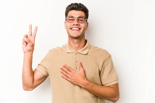 Jonge Blanke Man Geïsoleerd Witte Achtergrond Het Nemen Van Een — Stockfoto