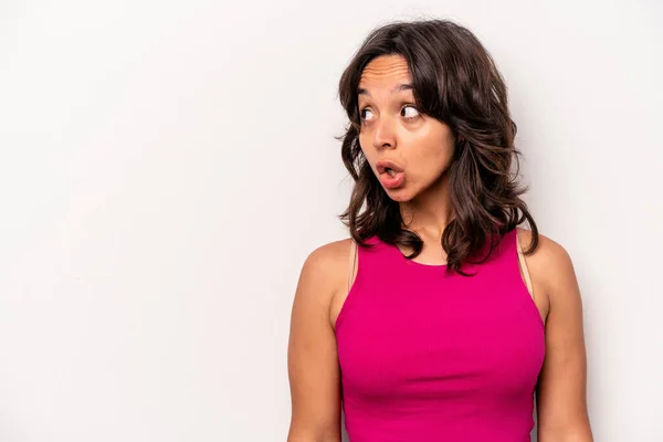 Young Hispanic Woman Isolated White Background Being Shocked Because Something — Stock fotografie