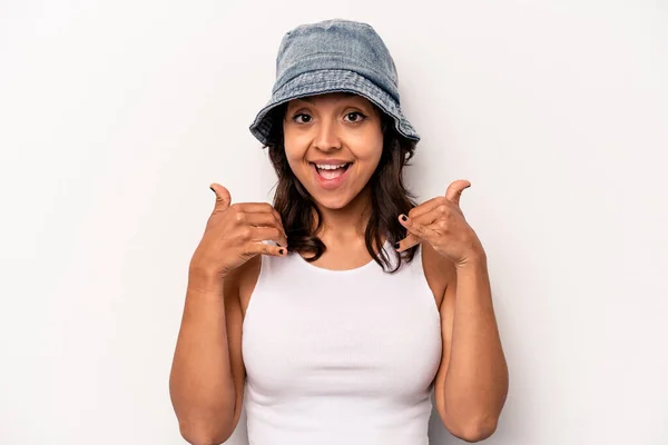 Young Hispanic Woman Isolated White Background Showing Mobile Phone Call — Foto Stock