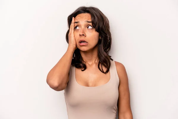 Young Hispanic Woman Isolated White Background Being Shocked She Has — Zdjęcie stockowe