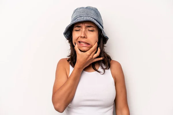 Young Hispanic Woman Isolated White Background Having Strong Teeth Pain — Foto Stock