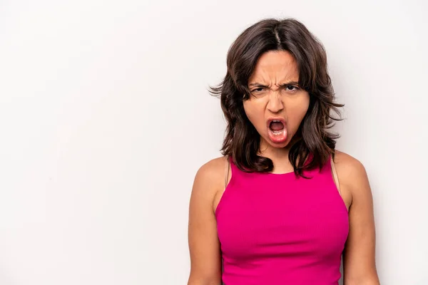 Young Hispanic Woman Isolated White Background Shouting Very Angry Rage —  Fotos de Stock