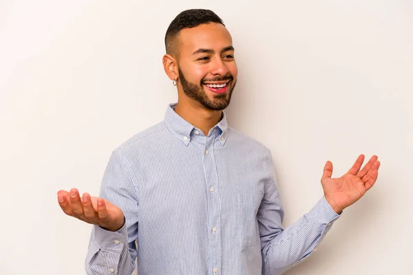 Young Hispanic Man Isolated White Background Joyful Laughing Lot Happiness — ストック写真