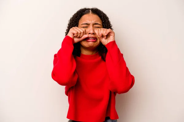 Young African American Woman Isolated White Background Whining Crying Disconsolately — Stock Photo, Image