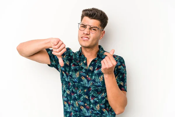 Jonge Blanke Man Geïsoleerd Witte Achtergrond Waaruit Blijkt Dat Geen — Stockfoto