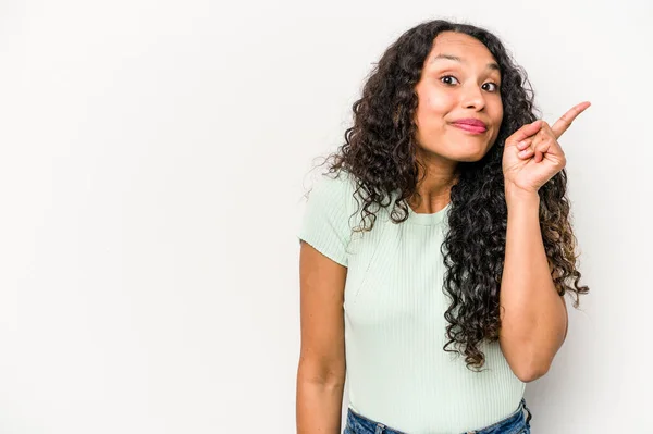 Young Hispanic Woman Isolated White Background Showing Number One Finger — Stockfoto