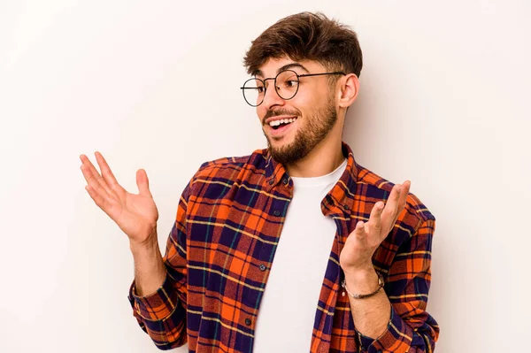 Young Hispanic Man Isolated White Background Joyful Laughing Lot Happiness — Stock Photo, Image