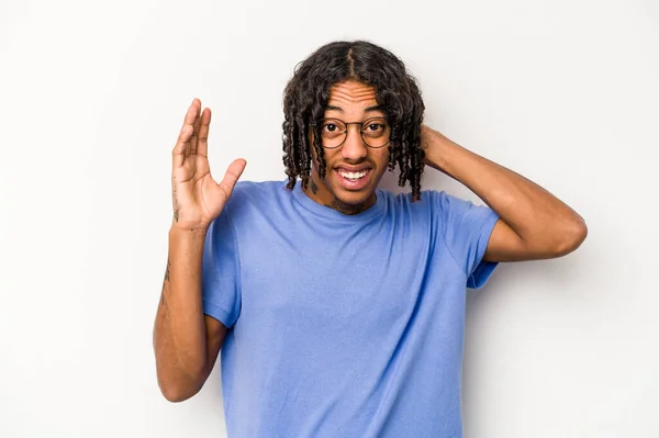 Young African American Man Isolated White Background Screaming Rage — Stock Photo, Image