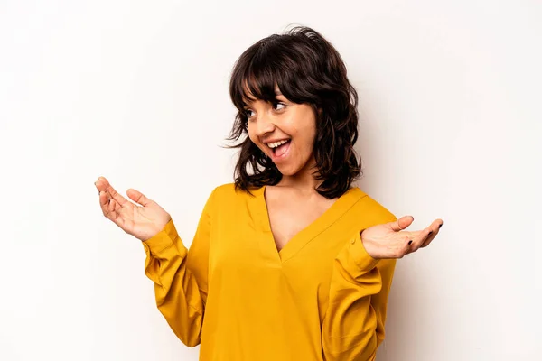 Young Hispanic Woman Isolated White Background Joyful Laughing Lot Happiness — Stockfoto
