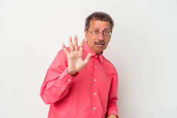 Middle Aged Indian Man Isolated White Background Being Shocked Due —  Fotos de Stock