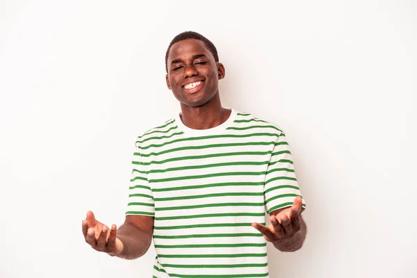Young African American Man Isolated White Background Showing Welcome Expression — Stock Photo, Image