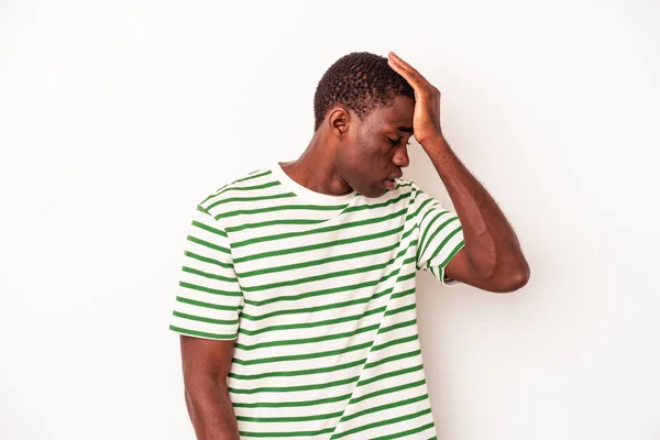 Junger Afrikanisch Amerikanischer Mann Isoliert Auf Weißem Hintergrund Vergisst Etwas — Stockfoto