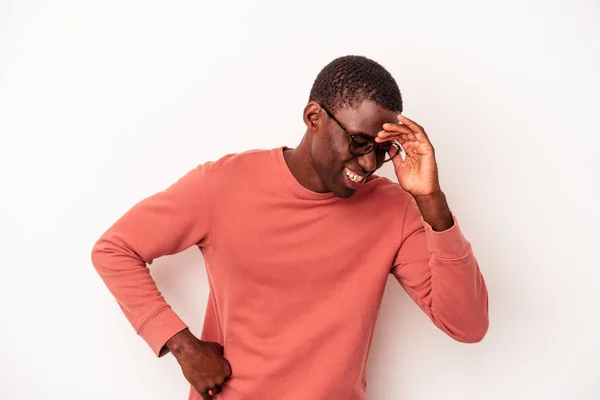 Young African American Man Isolated White Background Joyful Laughing Lot — Stock Photo, Image