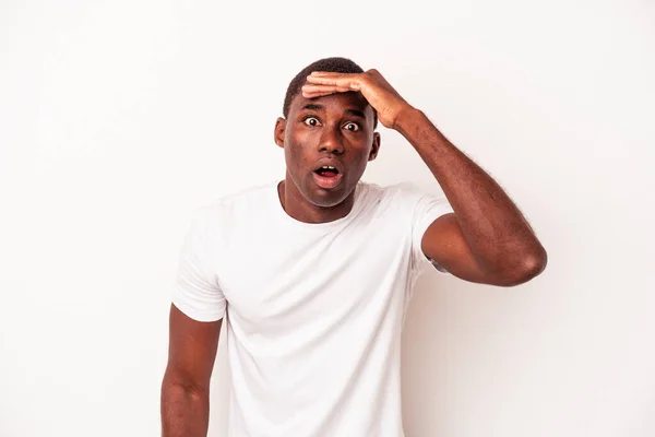 Young African American Man Isolated White Background Shouts Loud Keeps — Stock Photo, Image