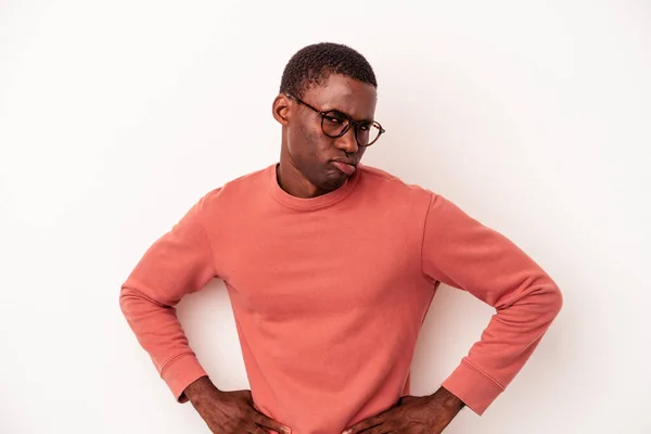 Young African American Man Isolated White Background Sad Serious Face — Stock Photo, Image