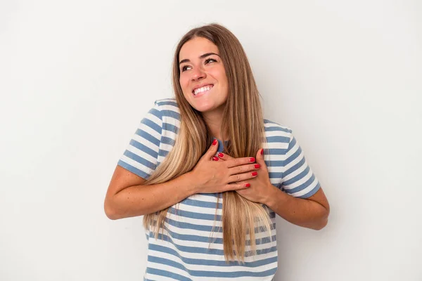 Young Russian Woman Isolated White Background Showing Disappointment Gesture Forefinger — Stock Photo, Image