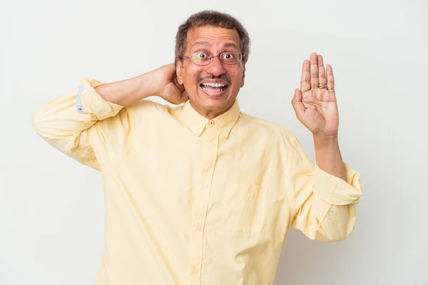 Middle Aged Indian Man Isolated White Background Screaming Rage —  Fotos de Stock