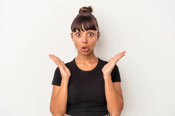 Young Mixed Race Woman Isolated White Background Surprised Shocked — Stock Photo, Image