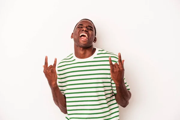 Junger Afrikanisch Amerikanischer Mann Isoliert Auf Weißem Hintergrund Der Eine — Stockfoto